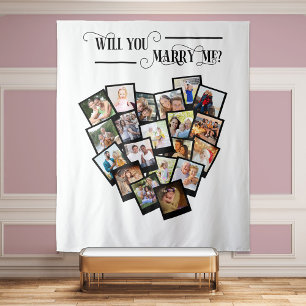 Heart Photo Collage Will You Marry Me Backdrop