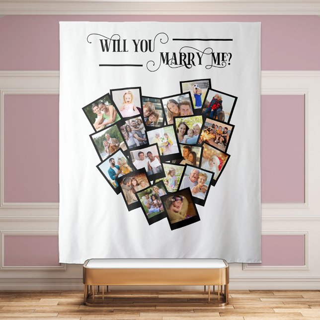 Heart Photo Collage Will You Marry Me Backdrop (Creator Uploaded)