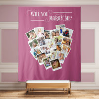 Heart Photo Collage Will You Marry Me Pink