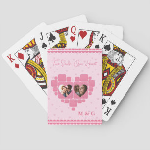 Heart Photo Collage with Custom Pictures, Monogram Poker Cards