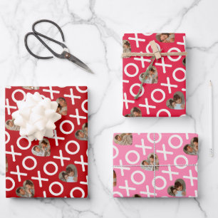 Heart Photo Collage XOXO Reds & Pink Wrapping Paper Sheets