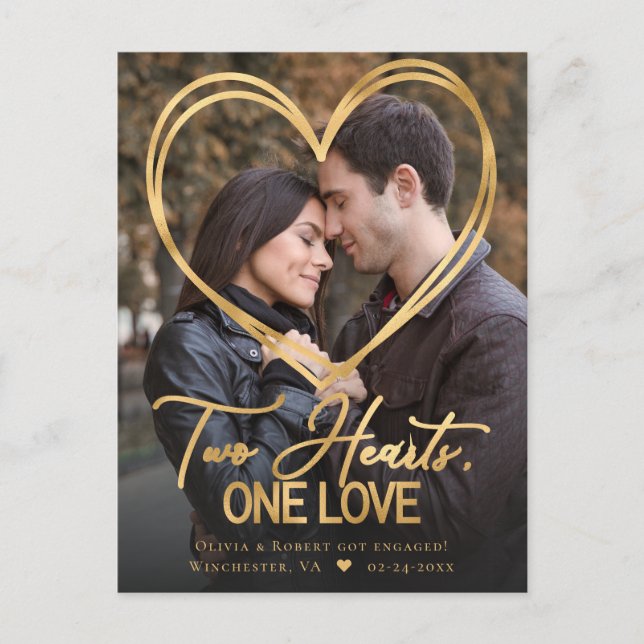 Heart Photo Engagement Announcement Postcard (Front)