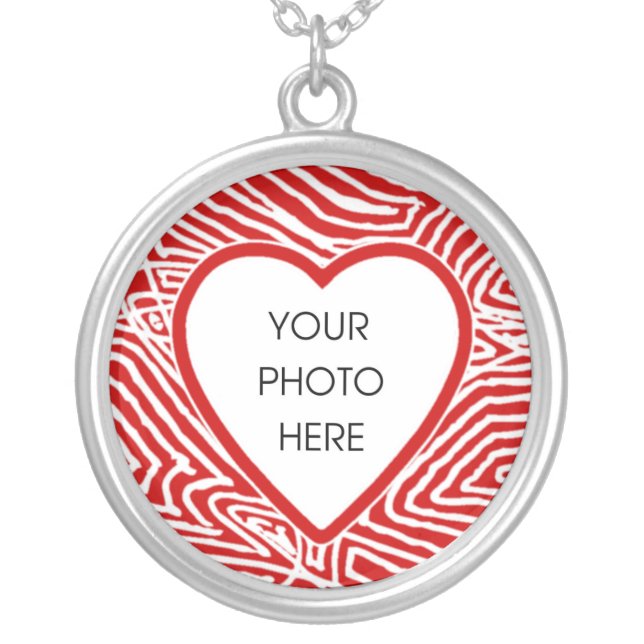 Heart Photo Frame Silver Plated Necklace (Front)