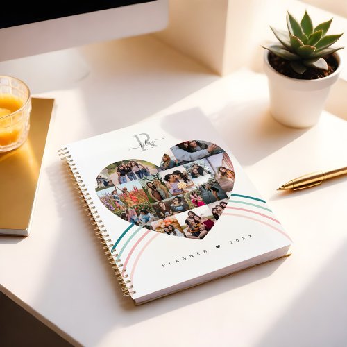 Heart Photo Grid Collage Layout Rainbow Monogram Planner