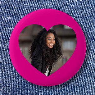 Heart Photo Hot Pink Button