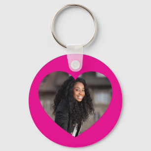 Heart Photo Hot Pink Keychain