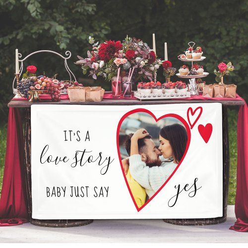 Heart Photo Love Story Say Yes Marriage Proposal Banner