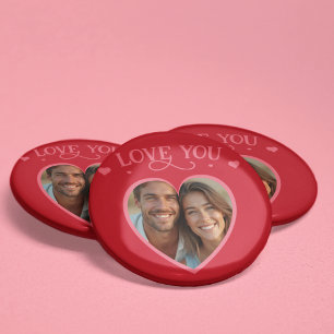 Heart Photo LOVE YOU Valentine's Gift Button