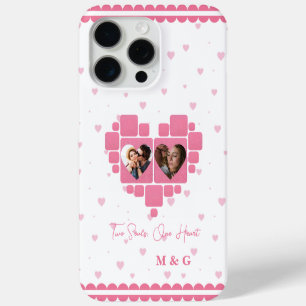 Heart Photo Pink & Custom Monograms Romantic iPhone 15 Pro Max Case