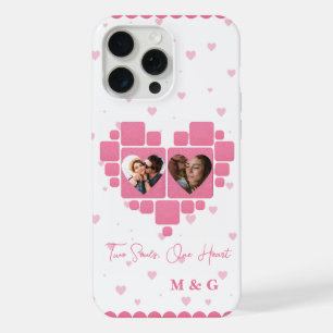 Heart Photo Pink & Custom Monograms Romantic iPhone 15 Pro Max Case