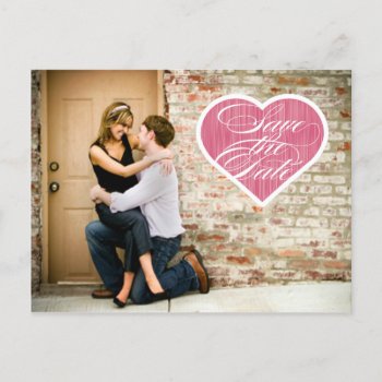 Heart  |  Photo Save The Date Postcard by OrangeOstrichDesigns at Zazzle