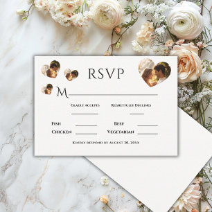 Heart Photo Simple Elegant Wedding RSVP Card