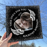 Heart Photo & “This One’s For You” Tribute Graduation Cap Topper<br><div class="desc">Celebrate your graduation while honoring the memory of a loved one with our exclusive editable black memorial graduation cap topper. Thoughtfully designed to keep cherished memories close, this topper features a heart photo template, personalized with your loved one’s name and significant dates. Detailed with white glitter edges, angel wings, and...</div>