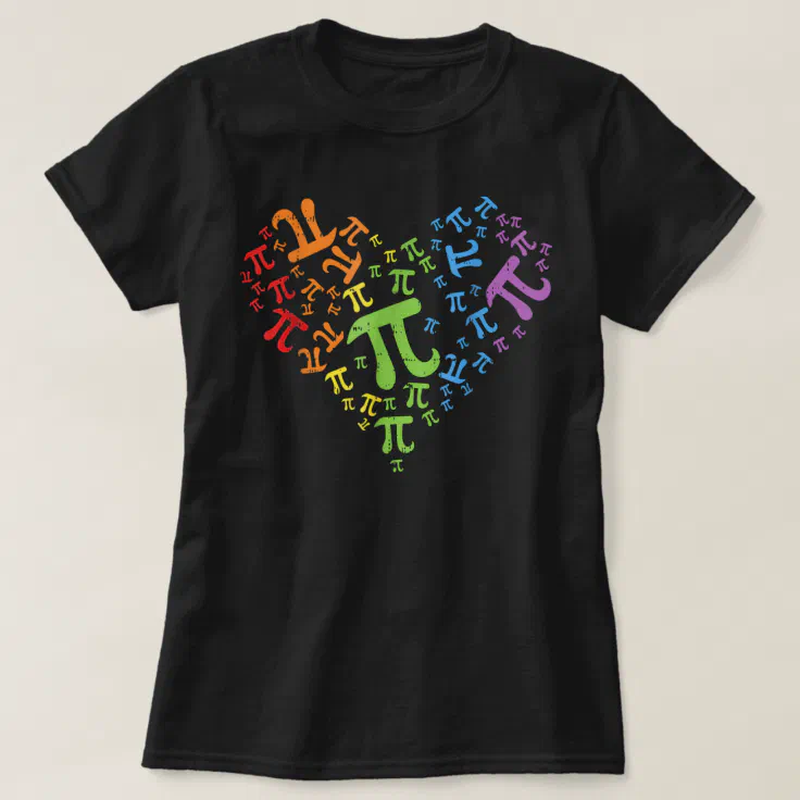 Heart Pi Day Funny Graphic Math Teacher for Women  T-Shirt (Design Front)