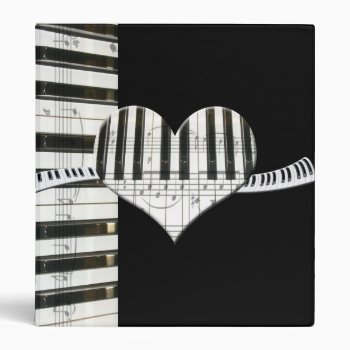 Heart Piano Keyboard And Music Notes 3 Ring Binder by dreamlyn at Zazzle