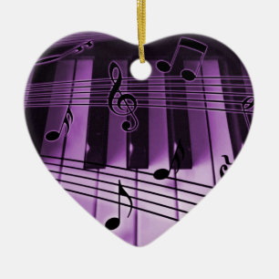Heart Piano Keyboard Christmas Xmas Ornament