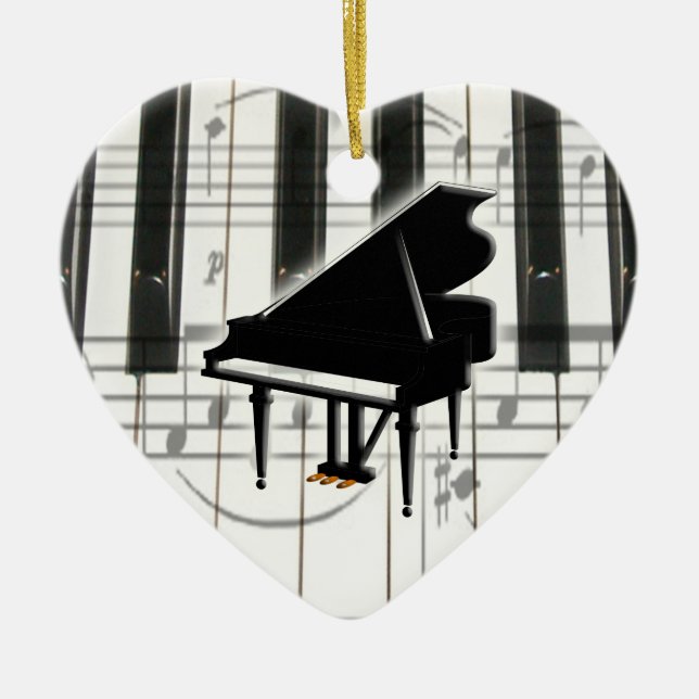 Heart Piano Keyboard Ornament (Front)