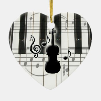 Heart Piano Keyboard Violin Ornament by dreamlyn at Zazzle