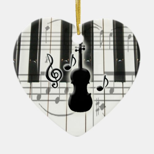 Heart Piano Keyboard Violin Ornament