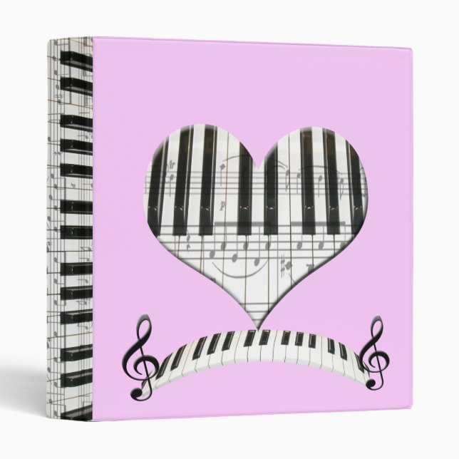Heart Piano or Organ Keyboard & Notes Binder (Front/Spine)