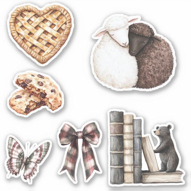 Heart Pie Lambs Chocolate Chip Cookie Butterfly   Sticker (Front)