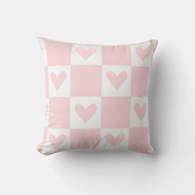Heart Pillow - Pink Checkered Retro -  (Front)