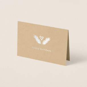 Heart & Pine - Silver & Kraft Paper Happy Holidays Foil Card