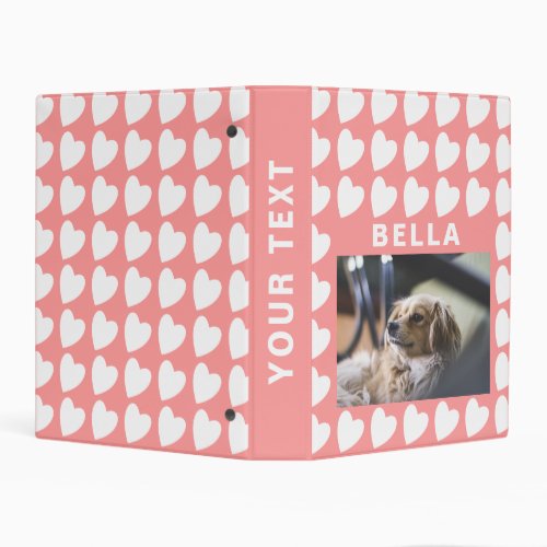 Heart Pink and White Pattern Pet Dog Photo Album Mini Binder