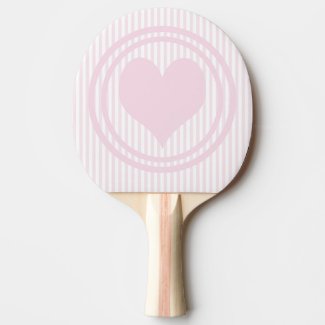 Heart & Pink and white stripes Ping Pong Paddle