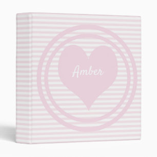 Heart & Pink and white stripes - ring binder
