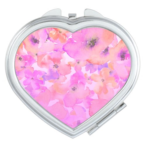  Heart Pink Chic Popular Watercolor Compact Mirror