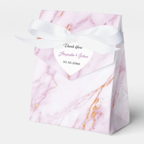 Heart Pink Marble Gold Wedding Favor Thank You Favor Boxes