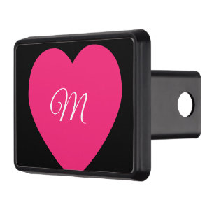 Heart Pink Monogram Name Hitch Cover