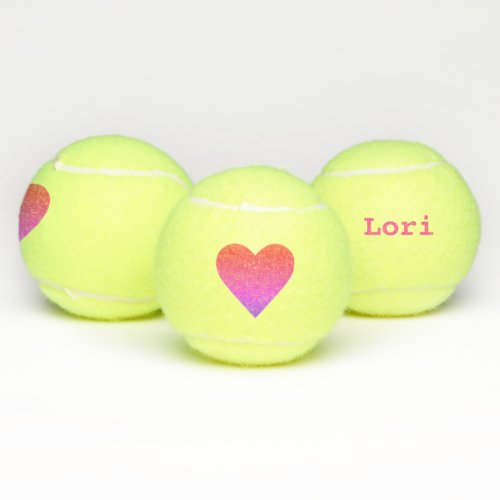 Heart Pink Purple Red Monogram Tennis Ball