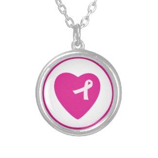 Heart Pink Ribbon Breast Cancer Awareness Necklace