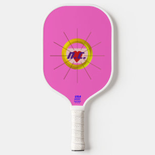 Heart Pink Squares Pickleball Paddle
