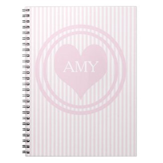 Heart & Pink stripes - Personalized Notebook