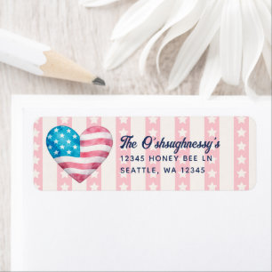 Heart & Pink Stripes & Stars Baby Shower Label