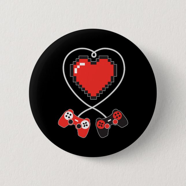 Heart Pixel Art Video-game Controller Valentines D Button (Front)