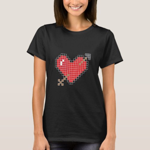 Heart Pixel Valentines Day Hearts Day Love Gift T-Shirt