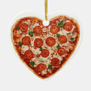 heart pizza ceramic ornament