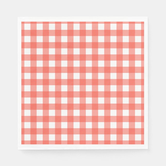 Heart Pizza Party Napkins | Red Checkered Italian (Front)