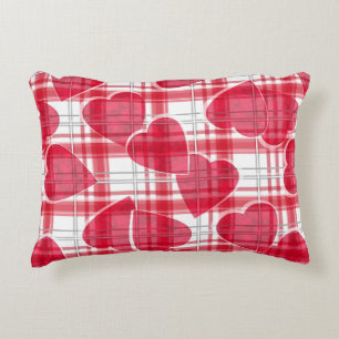 Heart plaid accent pillow