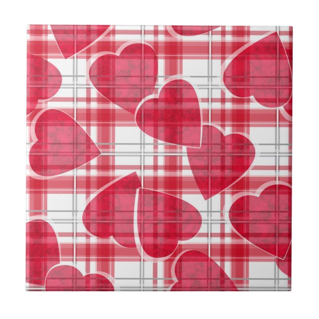 Heart plaid ceramic tile (Front)