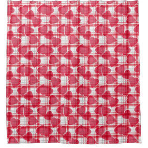 Heart plaid shower curtain