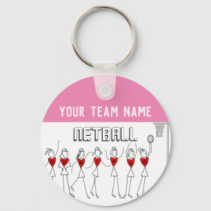 Heart Player Positions Netball Team Keychain