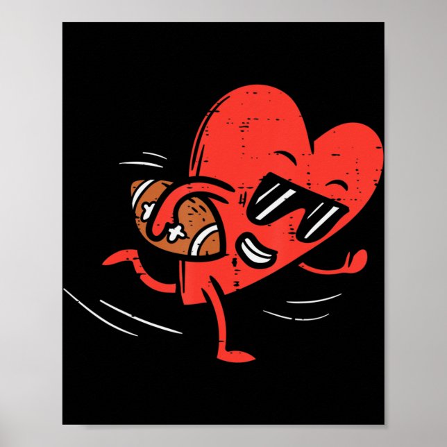 Heart Playing American Football Valentines Day Spo Poster (Front)