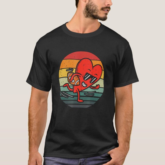 Heart Playing American Football Valentines Day Spo T-Shirt (Front)