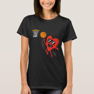 Heart Playing Basketball Cute Valentines Day Srts T-Shirt