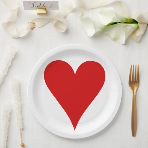 Heart Playing Card Shape Valentines Day Paper Plates